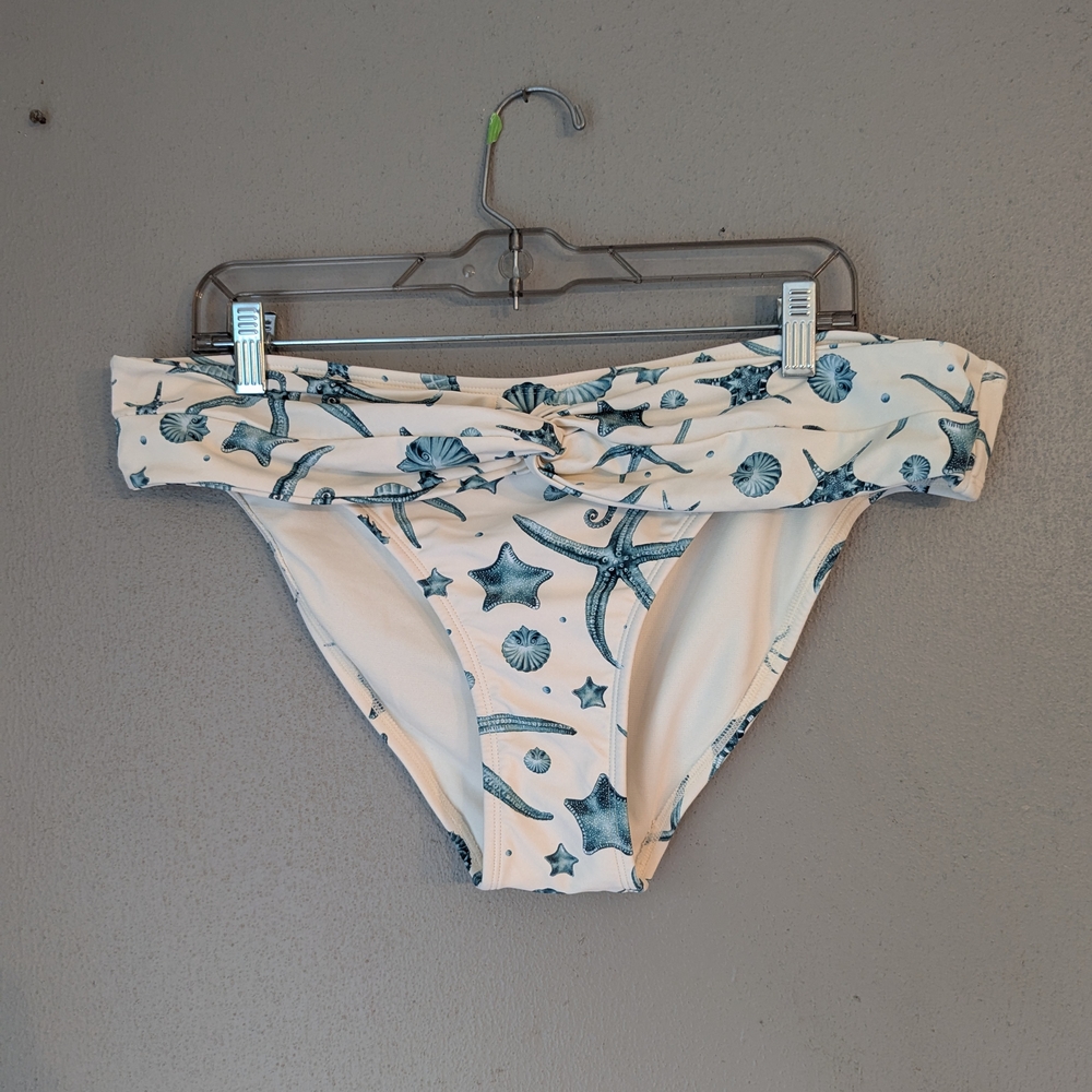 Agua Bendita Cream and Blue Bikini Bottoms